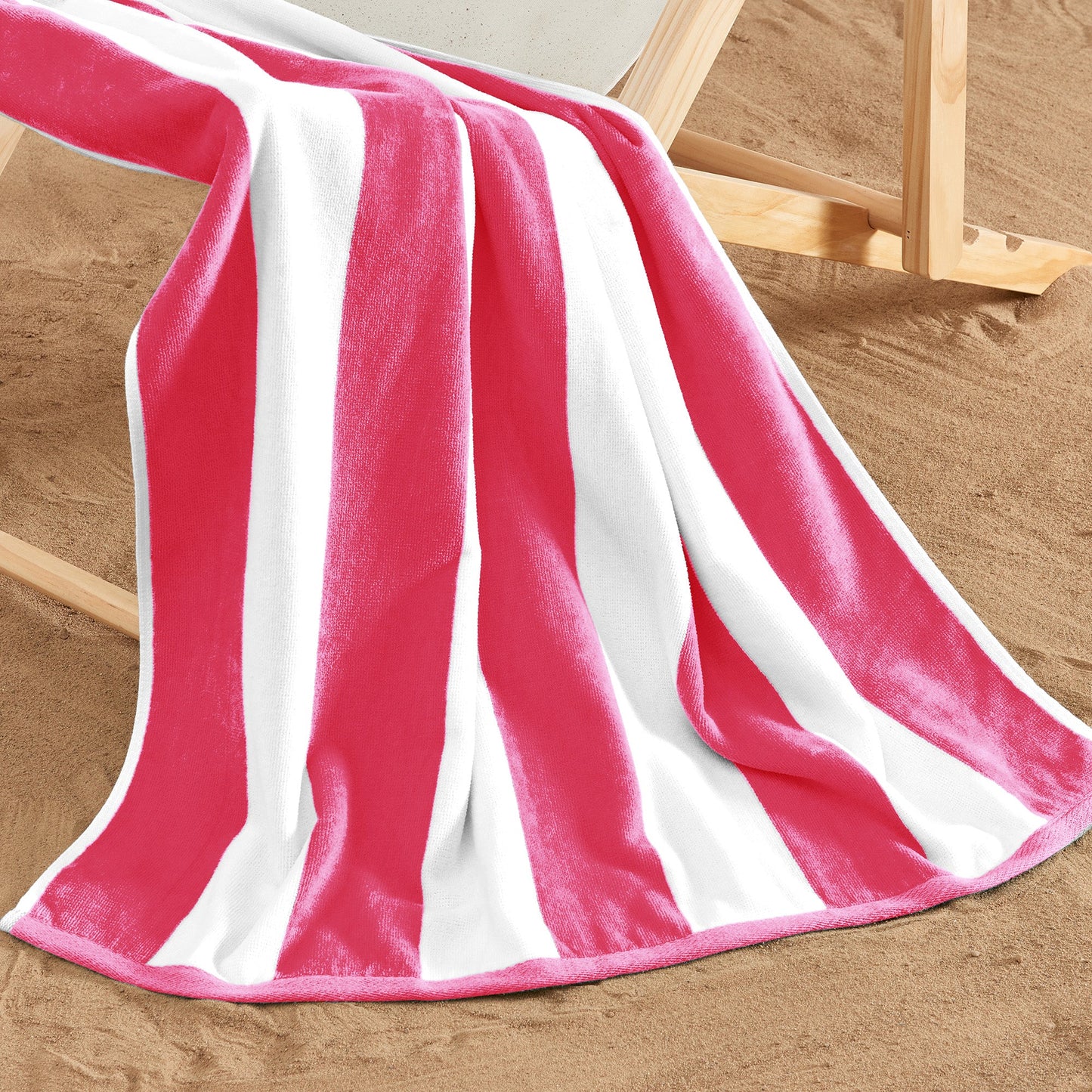 Cotton Velour Cabana Stripe Beach Towel - Novia Collection