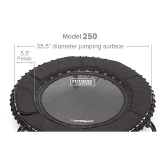 JumpSport 250 Fitness Rebounder Mini Trampolim e Acessório de Barra de Apoio, Preto