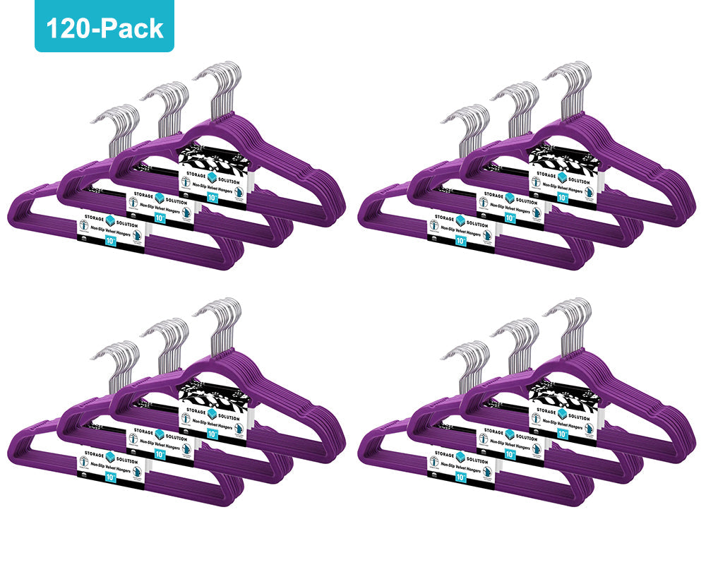 Pacote com 120 cabides antiderrapantes de veludo premium com gancho giratório de 360 ​​graus
