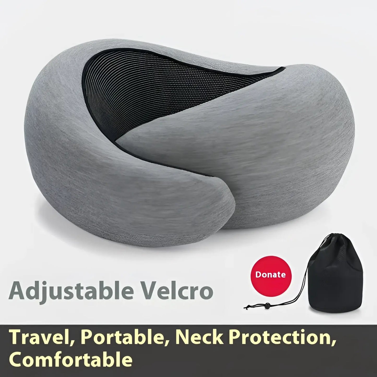 Memory Foam Travel Neck Pillow Adjustable Support