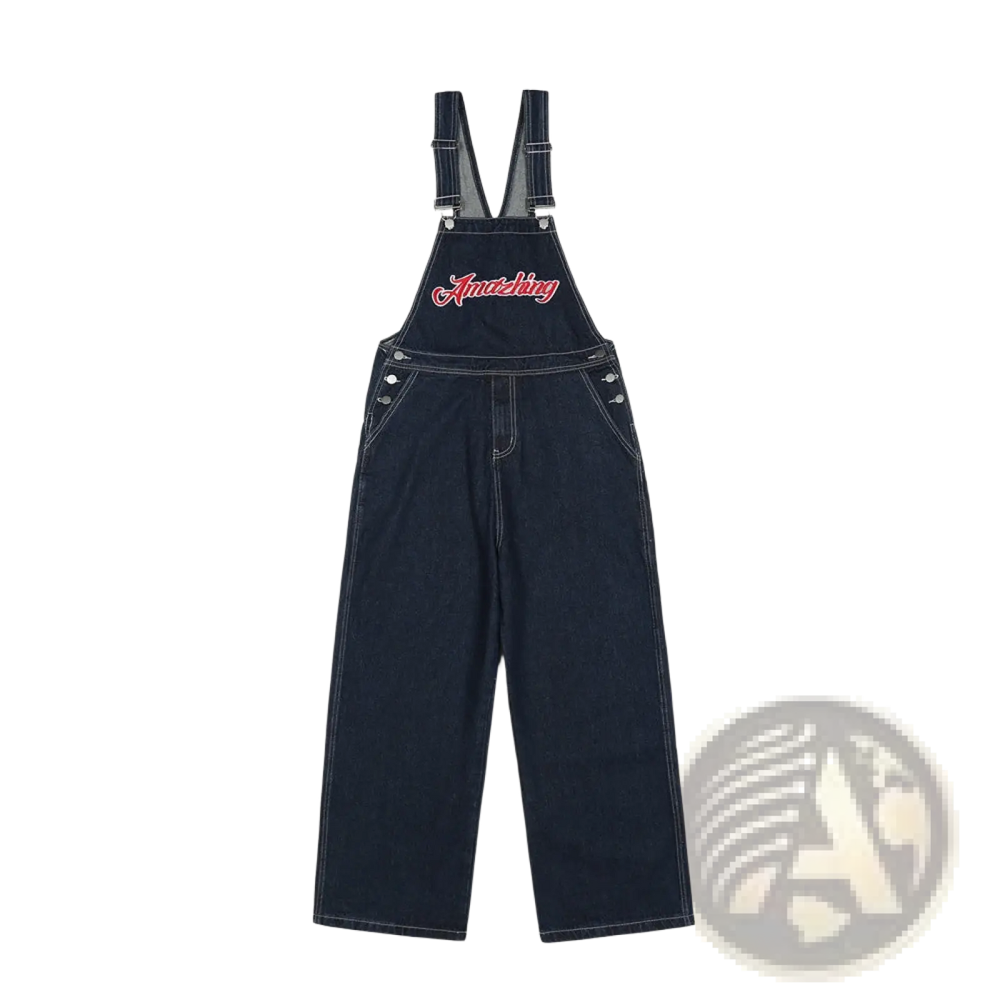 Men Embroidered Dark Blue Denim Overalls