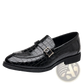 Men Leather Croco Loafers with Silver Buckle