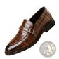 Men Leather Croco Loafers with Silver Buckle