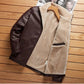 Men's Plus Size Faux Leather Jacket with Plush Fleece Lining
