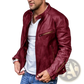 Men Pu Leather Punk Motorcycle Jacket Stand Collar