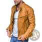 Men Pu Leather Punk Motorcycle Jacket Stand Collar