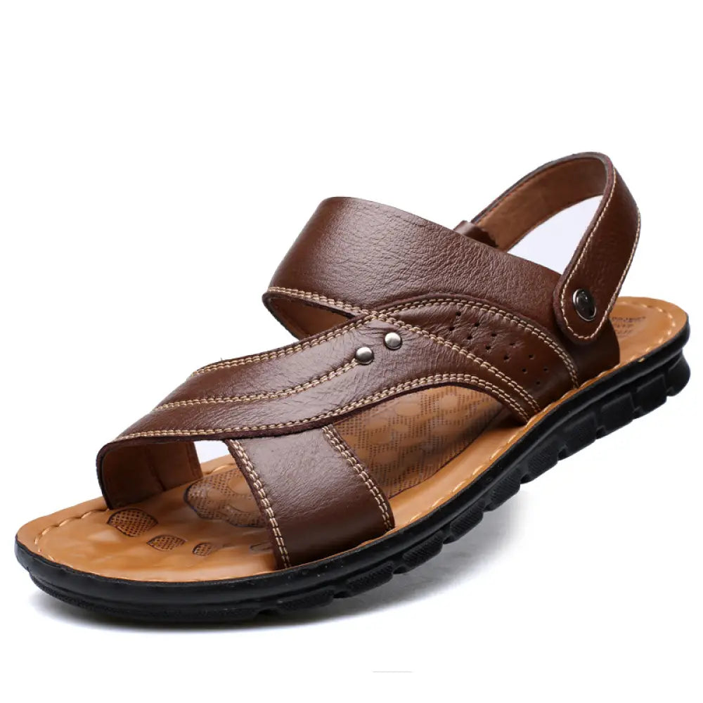 Men's Adjustable Genuine Leather Summer Beach Sandals