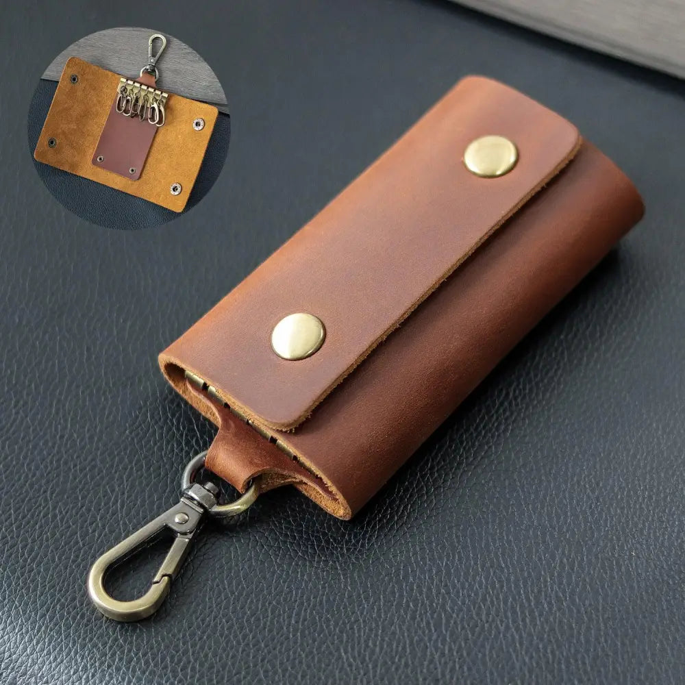 Men's Minimalist Leather Wallet and Key Organizer Case
