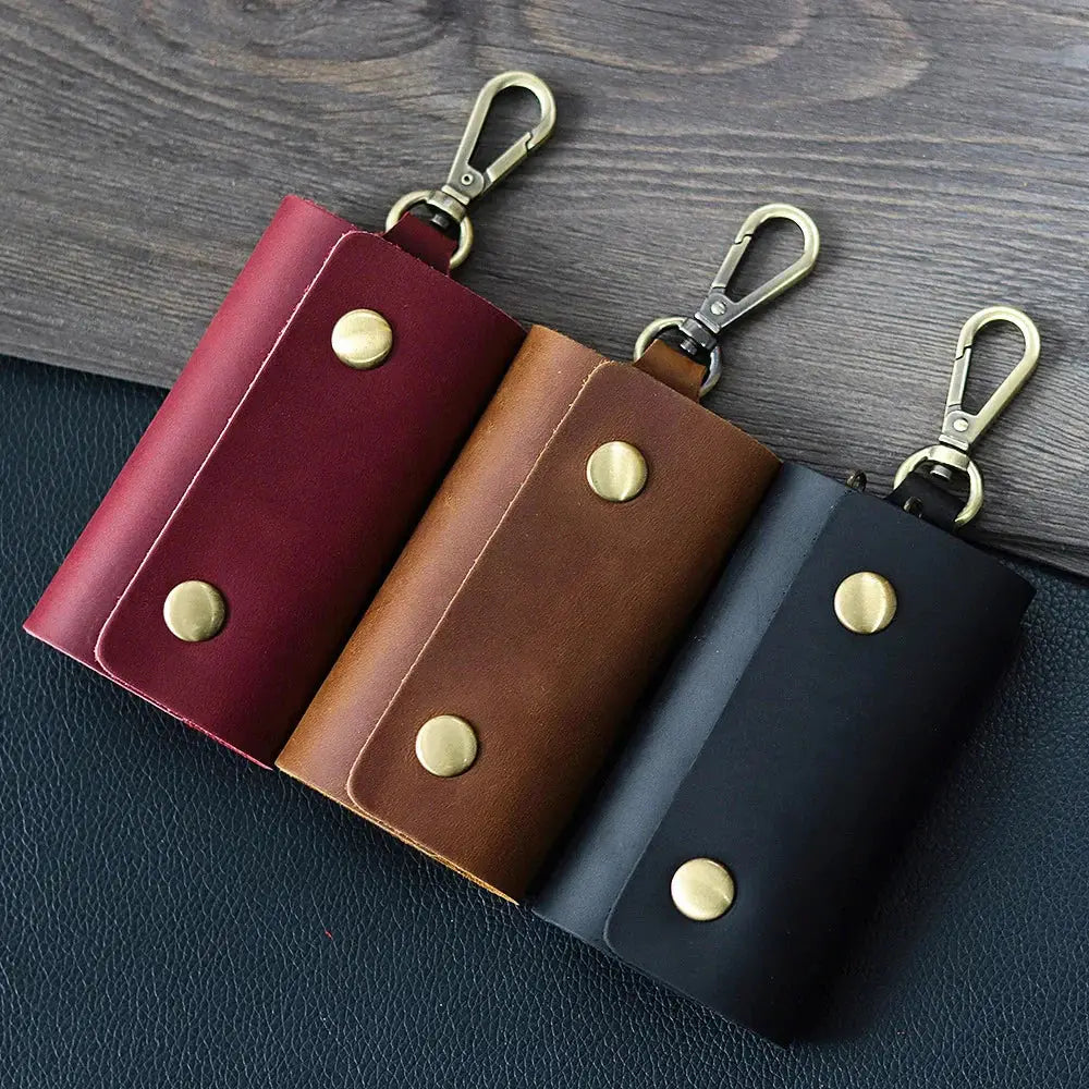 Men's Minimalist Leather Wallet and Key Organizer Case