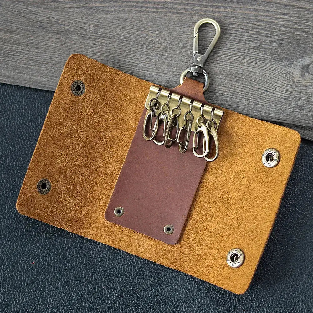 Men's Minimalist Leather Wallet and Key Organizer Case