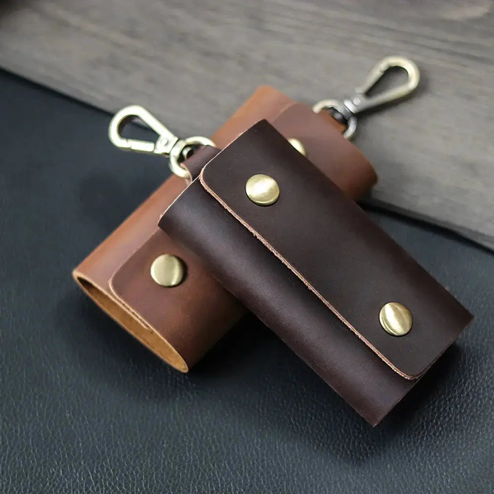 Men's Minimalist Leather Wallet and Key Organizer Case