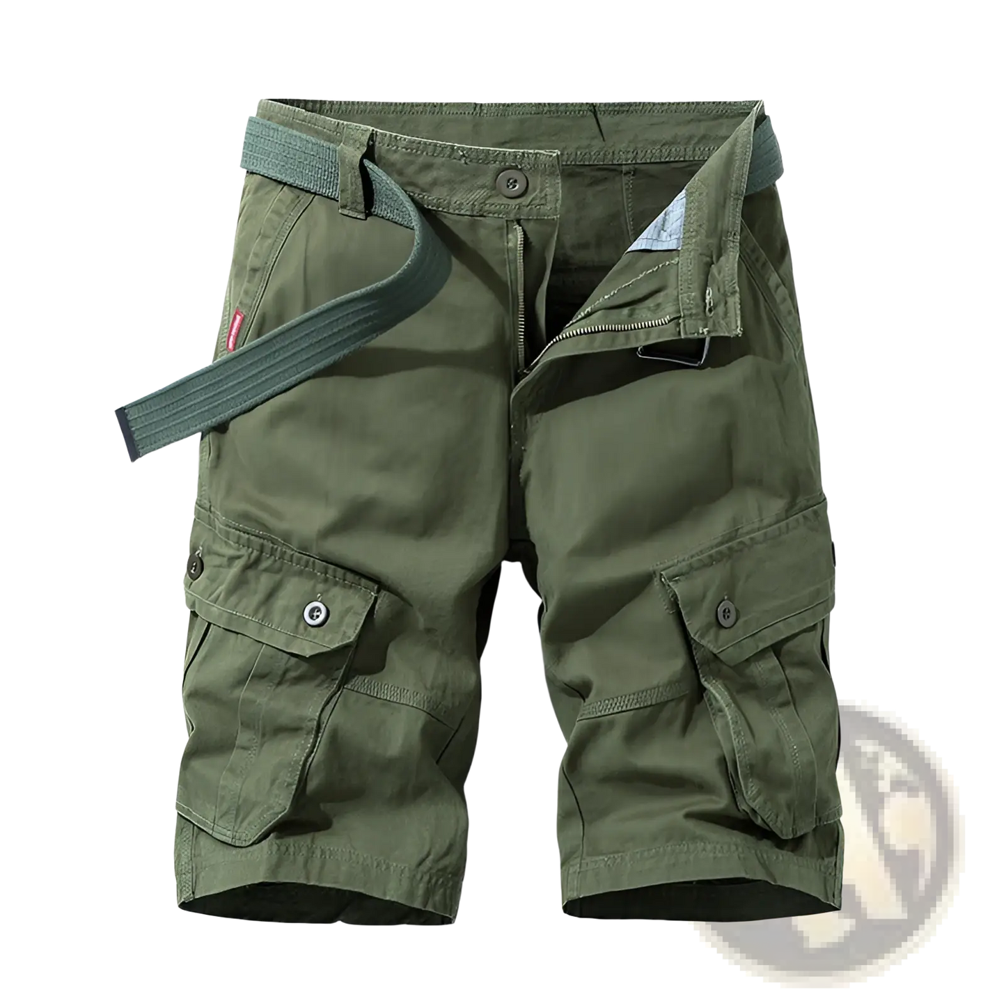 Men's 100% Cotton Straight Leg Cargo Shorts with Belt