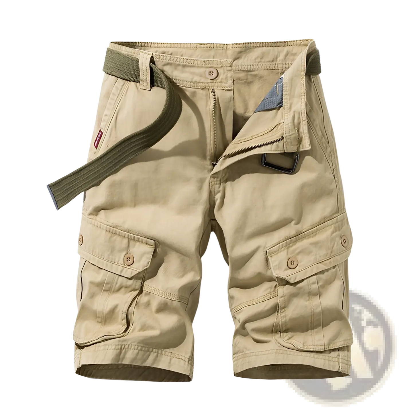 Men's 100% Cotton Straight Leg Cargo Shorts with Belt