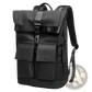 Men's 16 Inch Roll Top Laptop Backpack Black Nylon