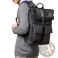 Men's 16 Inch Roll Top Laptop Backpack Black Nylon