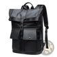 Men's 16 Inch Roll Top Laptop Backpack Black Nylon