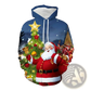 Men's 3d Printed Festive Santa and Reindeer Christmas Hoodie