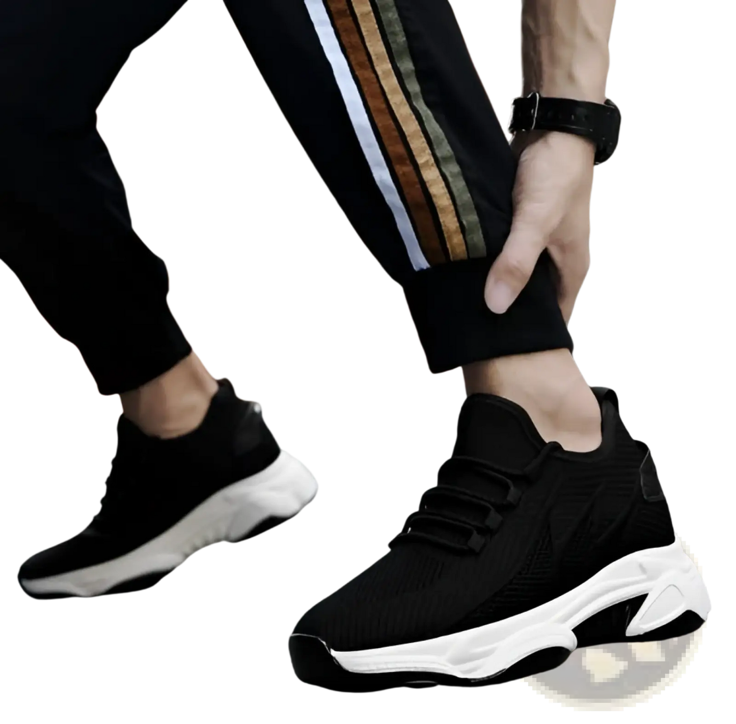 Men's Air Cushion Running Shoes Black Mesh Sneakers