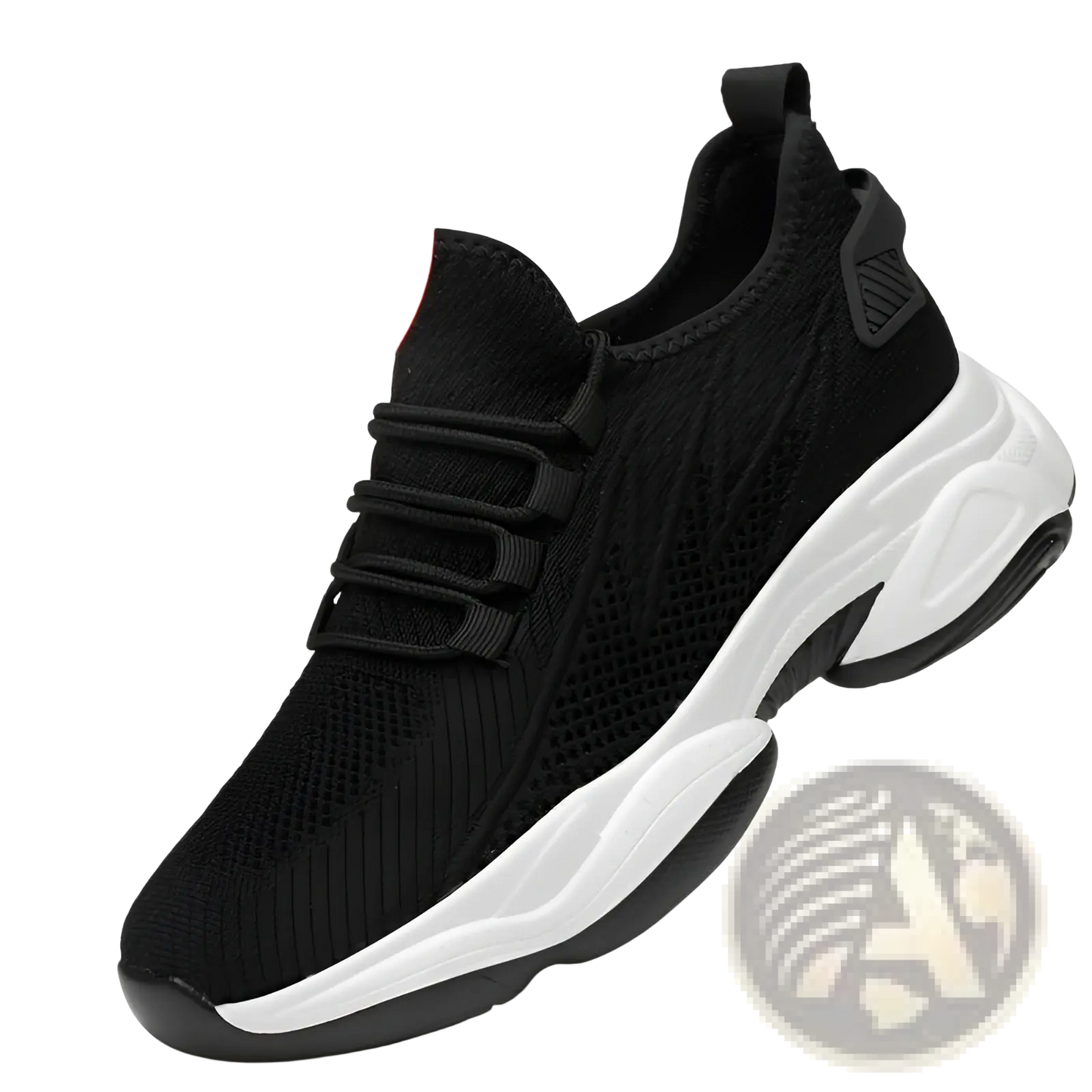 Men's Air Cushion Running Shoes Black Mesh Sneakers