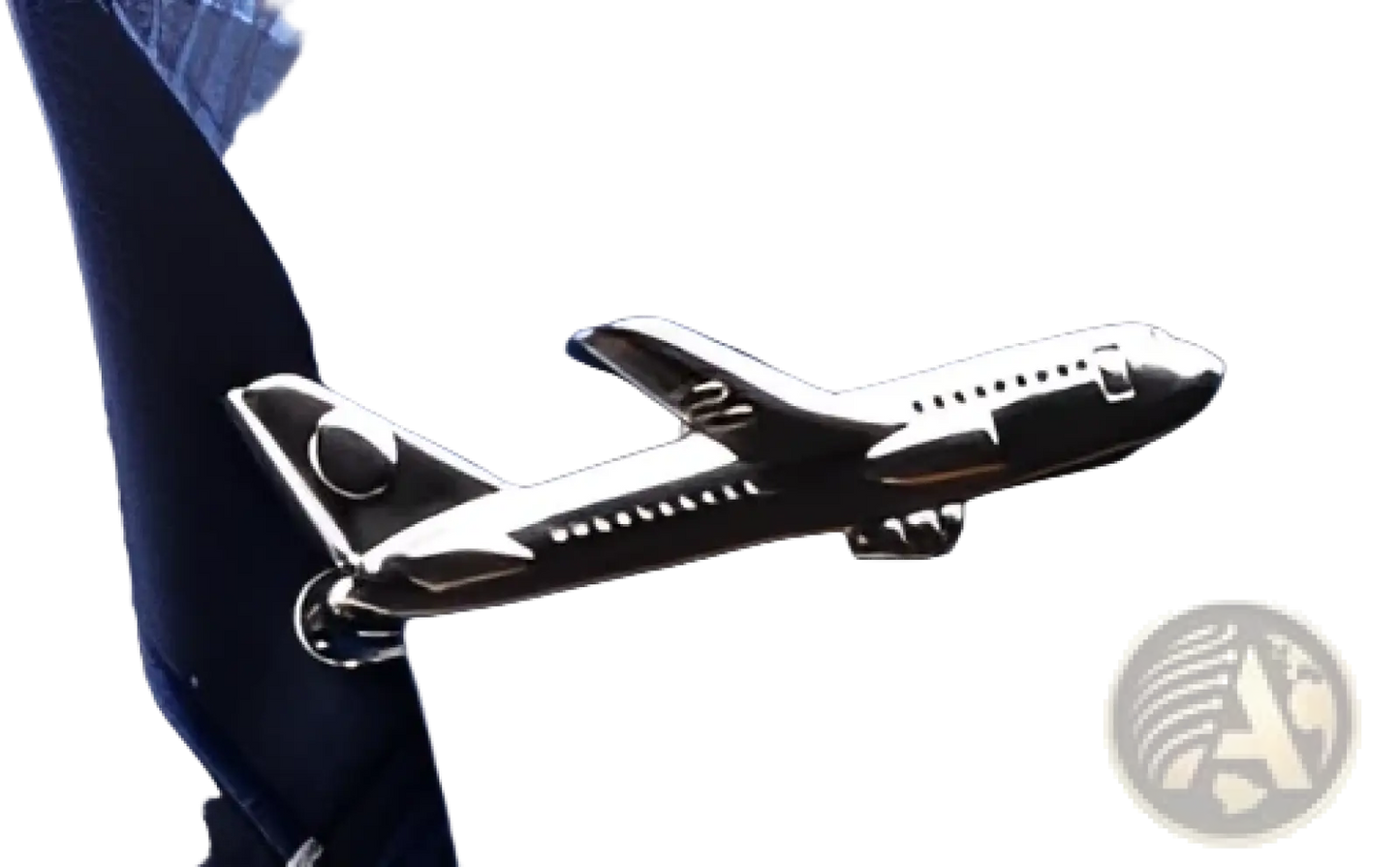 Men's Airplane Tie Clip and Lapel Pin Gift Set