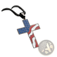 Men's American Flag Enamel Cross Stainless Steel Necklace