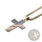 Men's American Flag Enamel Cross Stainless Steel Necklace