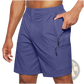 Men's Athletic Straight Leg Cargo Shorts with Zipper Pockets