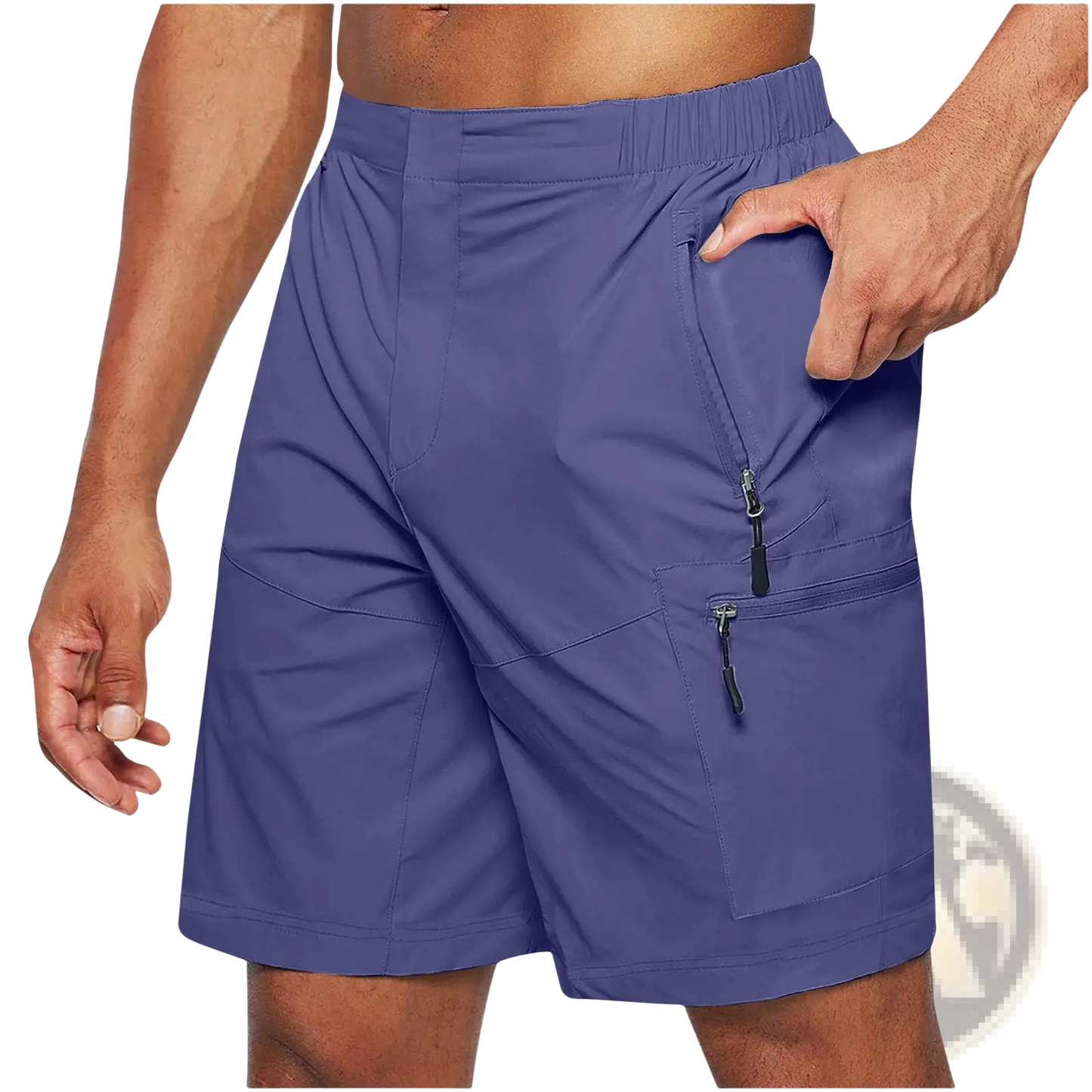 Men's Athletic Straight Leg Cargo Shorts with Zipper Pockets