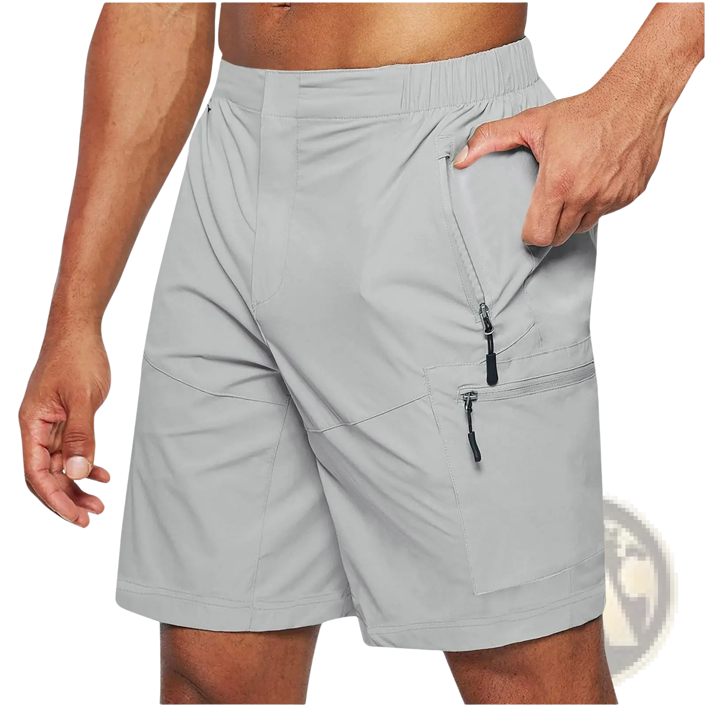 Men's Athletic Straight Leg Cargo Shorts with Zipper Pockets