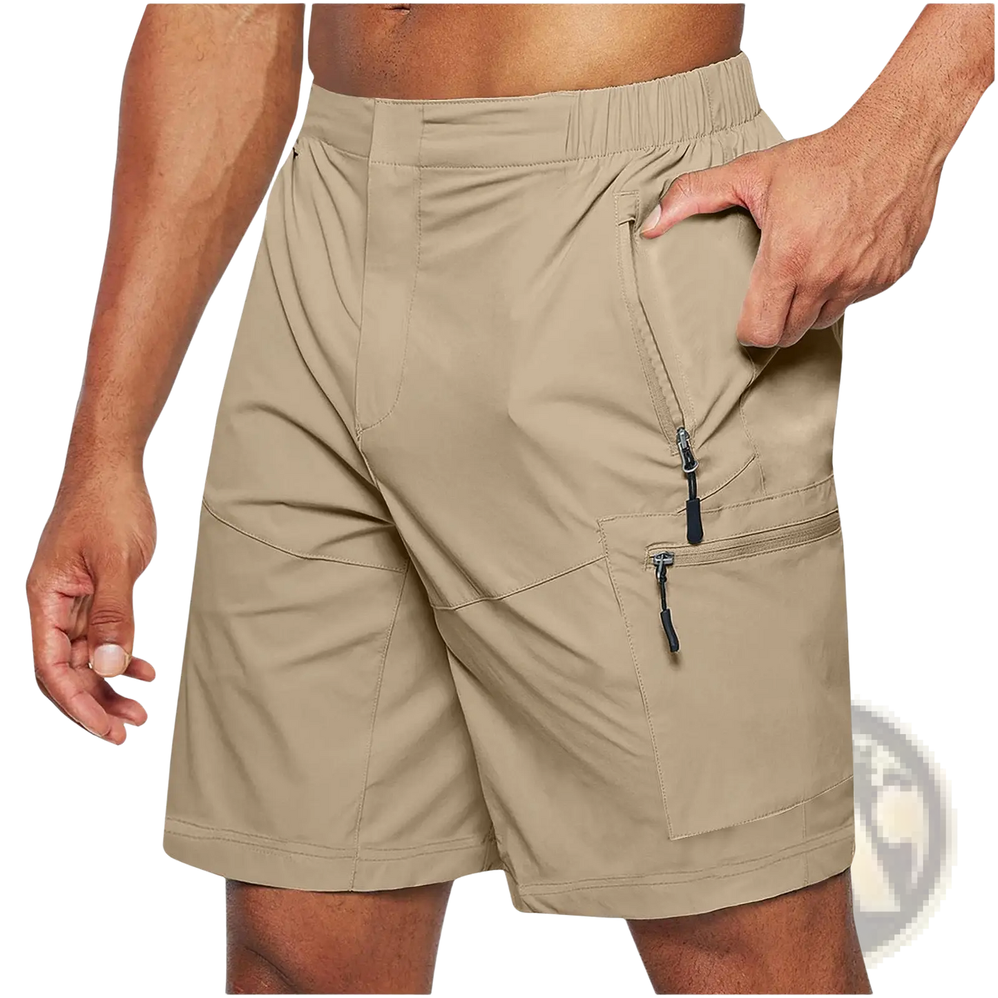 Men's Athletic Straight Leg Cargo Shorts with Zipper Pockets