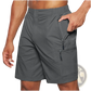 Men's Athletic Straight Leg Cargo Shorts with Zipper Pockets