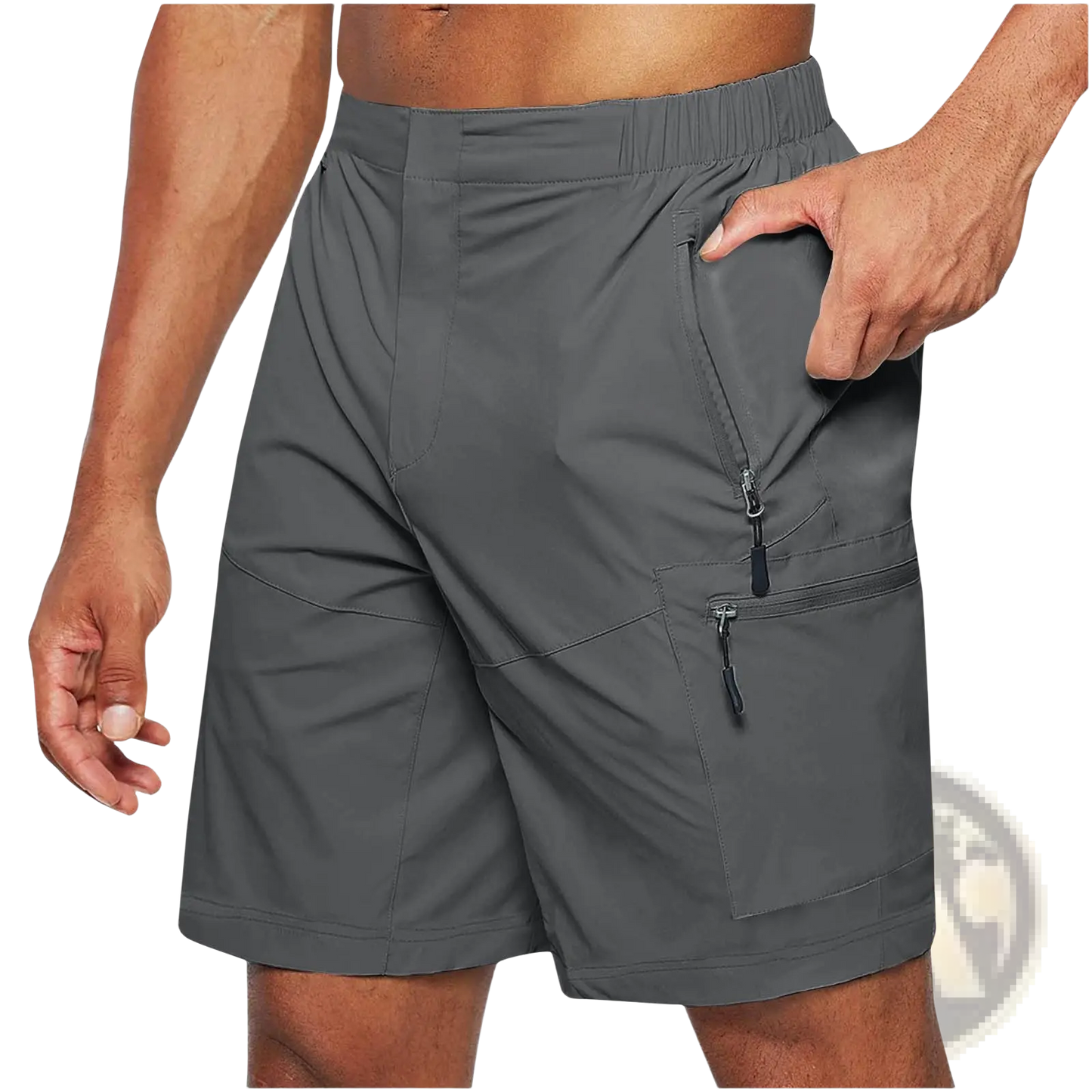 Men's Athletic Straight Leg Cargo Shorts with Zipper Pockets
