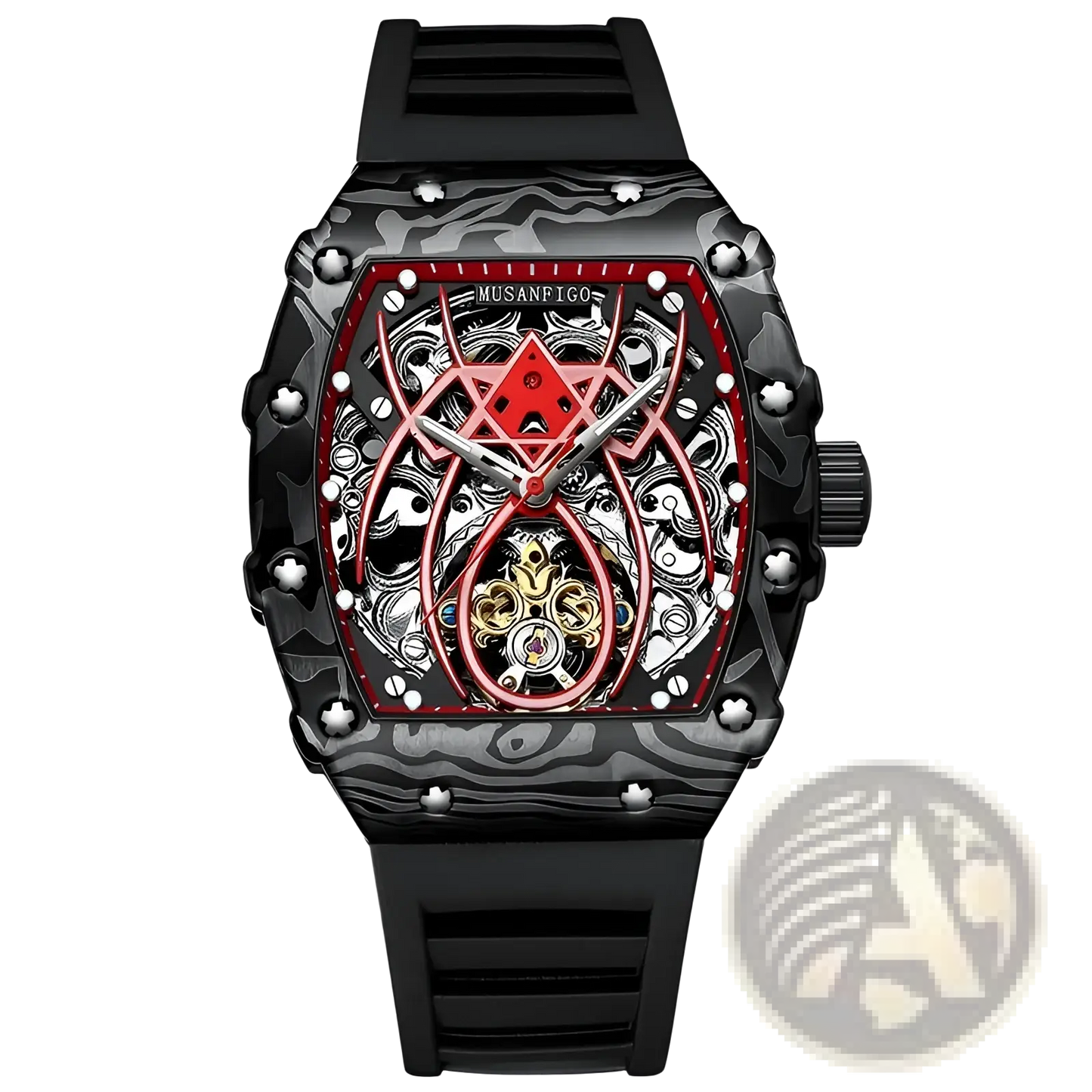 Men's Barrel Skeleton Automatic Mechanical Sport Watch