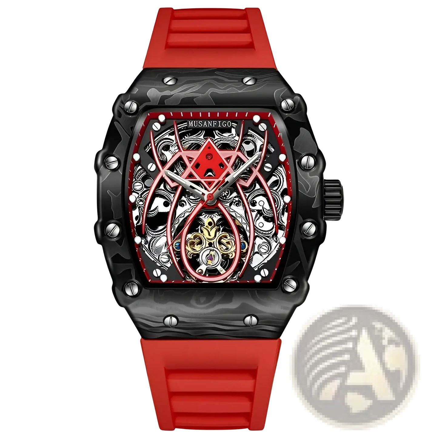 Men's Barrel Skeleton Automatic Mechanical Sport Watch