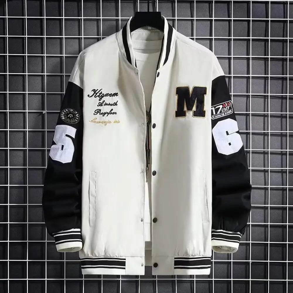 Men's Urban Letter Print Streetwear Varsity Jacket