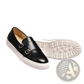 Men's Black Leather Buckle Slip on Loafers