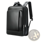 Men's Black Leather Laptop Backpack Business Bag
