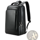 Men's Black Leather Laptop Backpack Business Bag