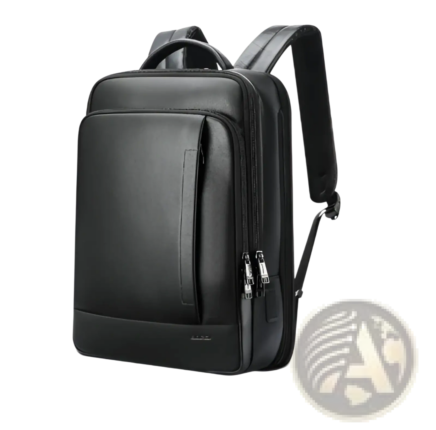 Men's Black Leather Laptop Backpack Business Bag