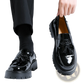 Men's Black Patent Leather Tassel Platform Shoes