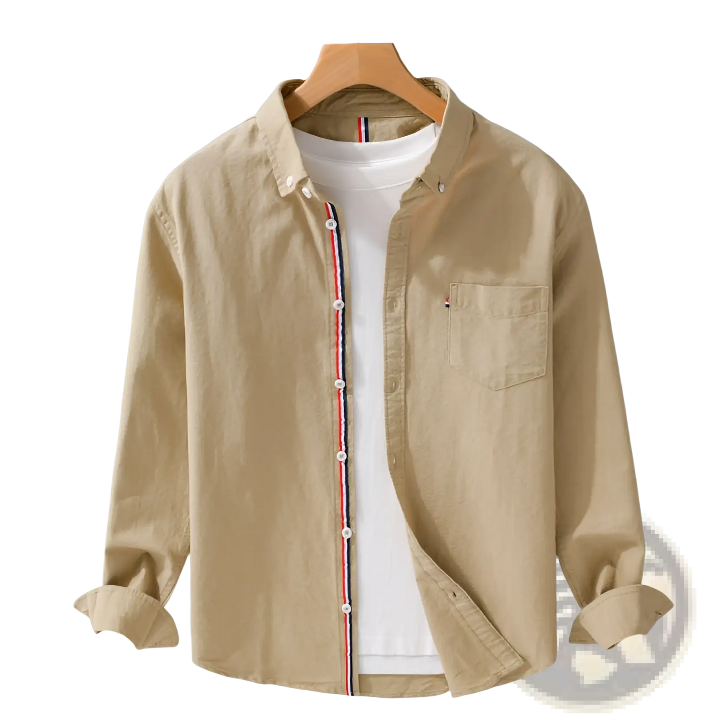 Men's British Style Striped Oxford Cotton Long Sleeve Shirt