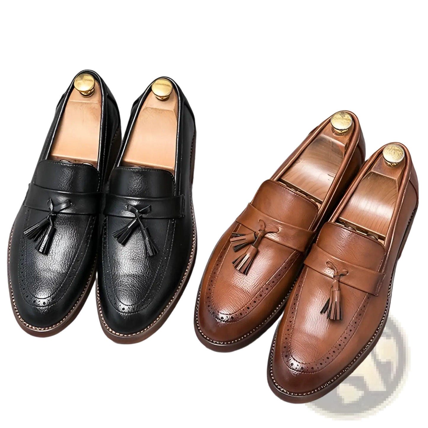 Men's Brogue Tassel Leather Loafers with Rubber Sole