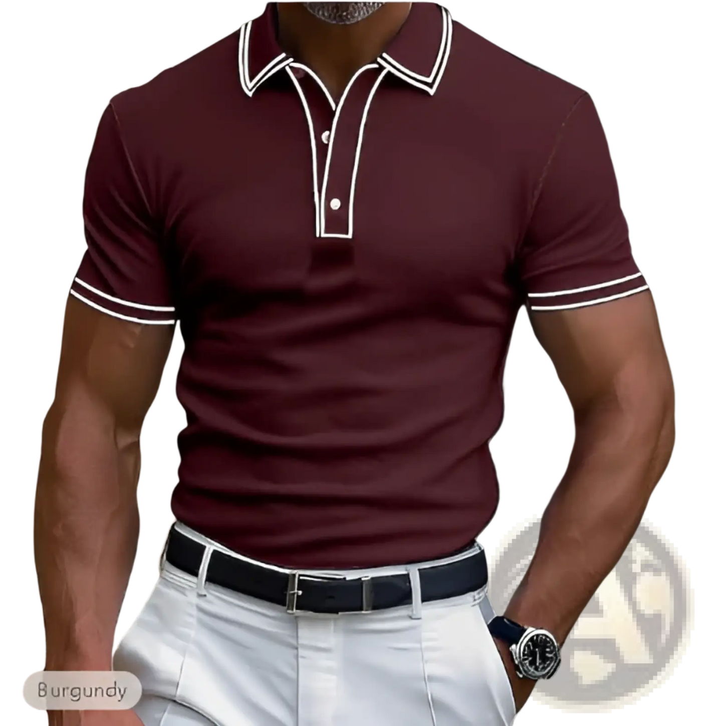 Men's Business Casual Modal Polo Shirt with Contrast Trim