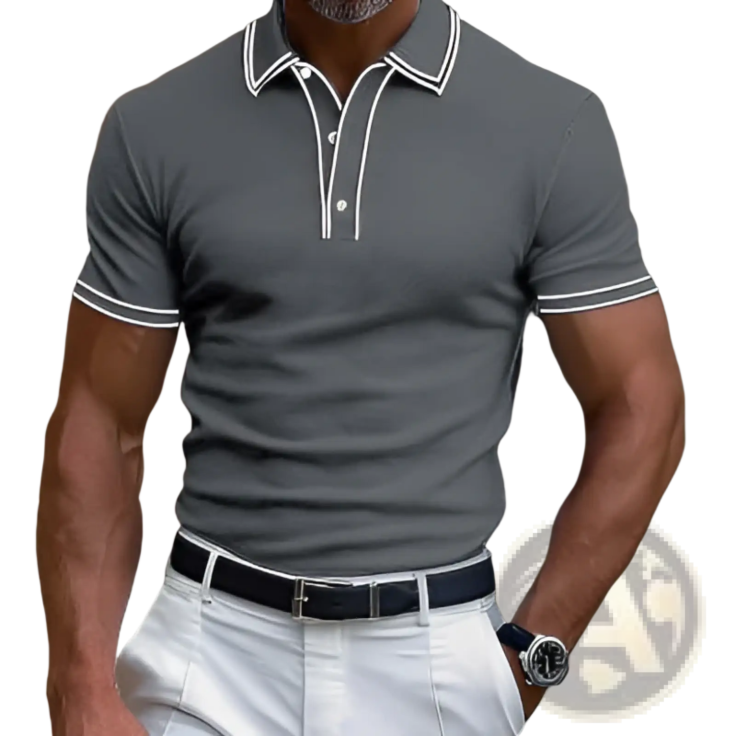 Men's Business Casual Modal Polo Shirt with Contrast Trim