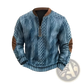 Men's Cable Knit Half Zip Sweater with Leather Accents