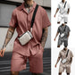 Men's Casual Cotton Polo and Shorts Matching Summer Set