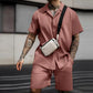 Men's Casual Cotton Polo and Shorts Matching Summer Set