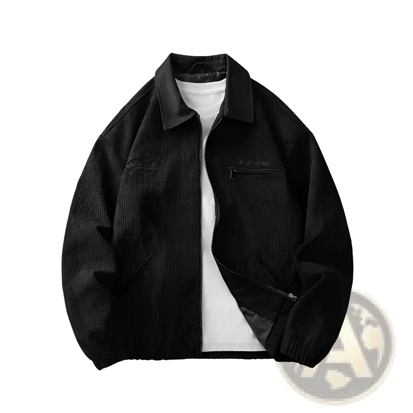Men's Casual Embroidered Corduroy Zip Jacket