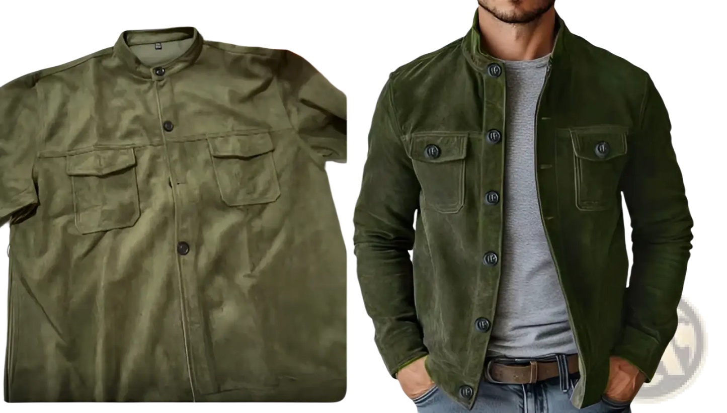 Men's Casual Faux Suede Slim Fit Motorcycle Jacket