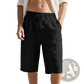 Men's Casual Linen Drawstring Elastic Waist Shorts